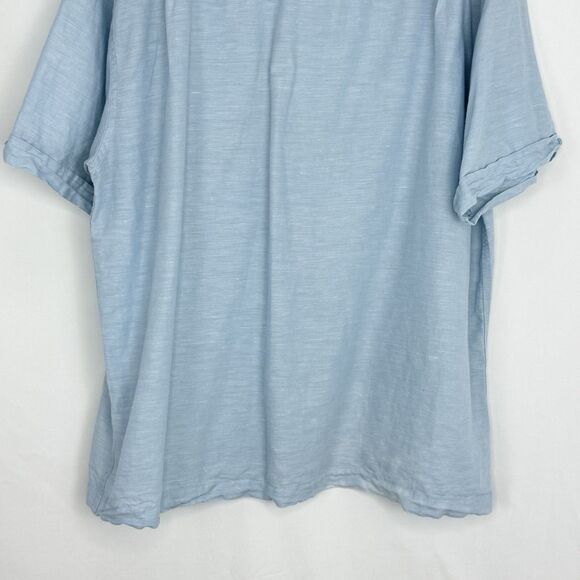 CAFE LUNA SHORT SLEEVE LIGHT BLUE SIZE XL BUTTON UP LINEN COTTON SHIRT - Picture 7 of 14